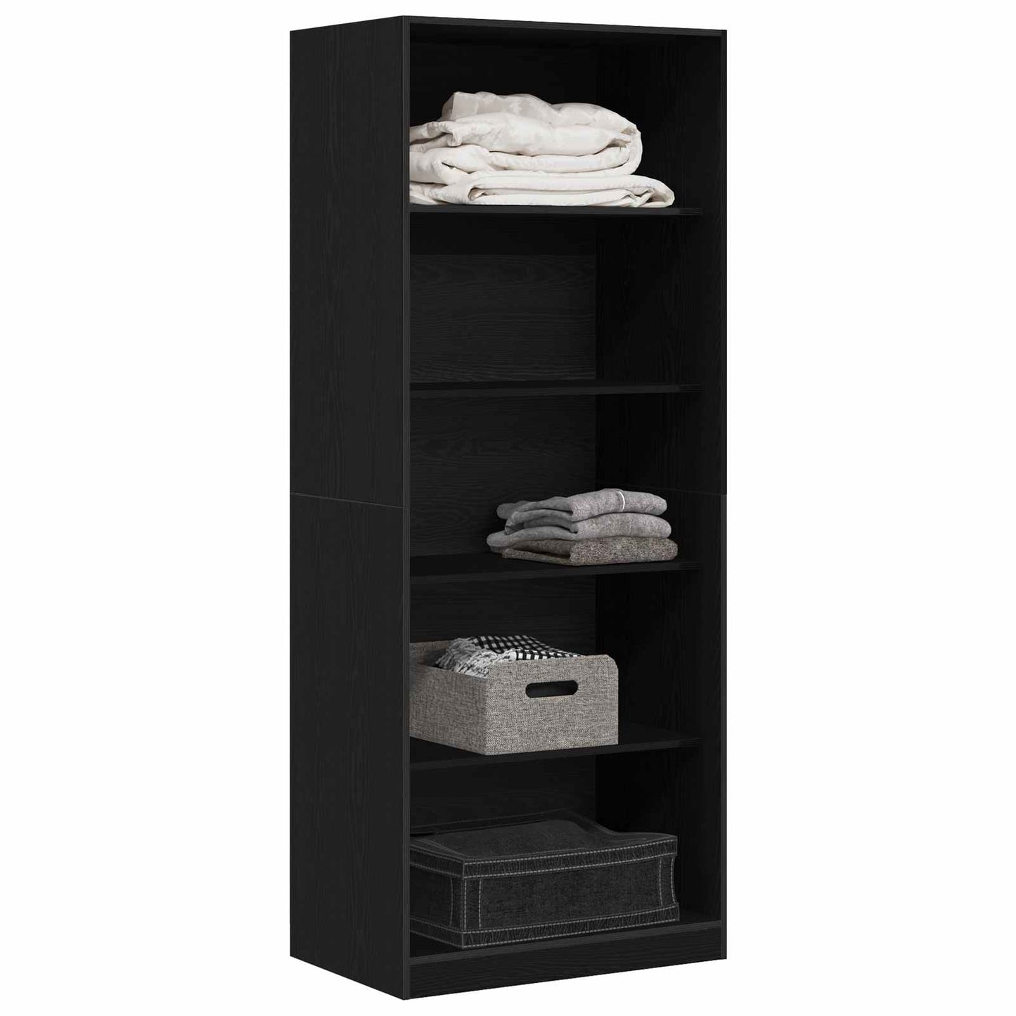 Wardrobe with Shelf Black Oak 80 x 50 x 200 cm Engineered Wood
