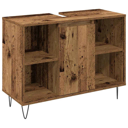Bathroom Furniture Set with Door 3 pcs Old Wood Engineered Wood