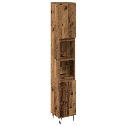 Bathroom Furniture Set with Door 3 pcs Old Wood Engineered Wood