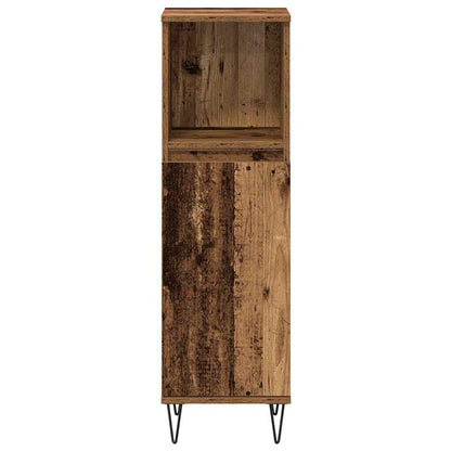 Bathroom Furniture Set with Door 3 pcs Old Wood Engineered Wood