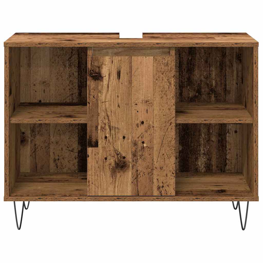 Bathroom Furniture Set with Door 3 pcs Old Wood Engineered Wood