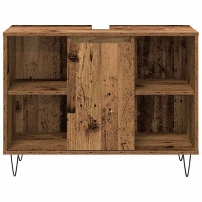Bathroom Furniture Set with Door 3 pcs Old Wood Engineered Wood
