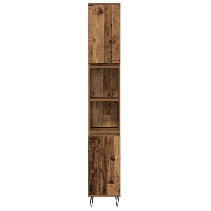 Bathroom Furniture Set with Door 3 pcs Old Wood Engineered Wood