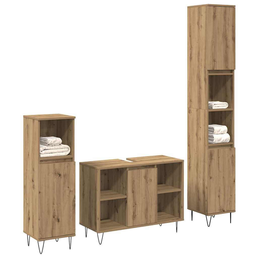 Bathroom Furniture Set 3 pcs Artisan Oak Engineered Wood