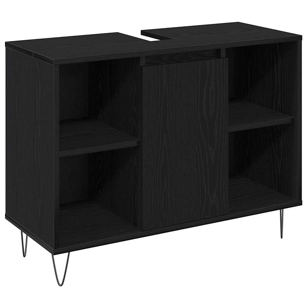 Bathroom Furniture Set 3 pcs Black Oak Engineered Wood