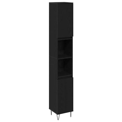 Bathroom Furniture Set 3 pcs Black Oak Engineered Wood