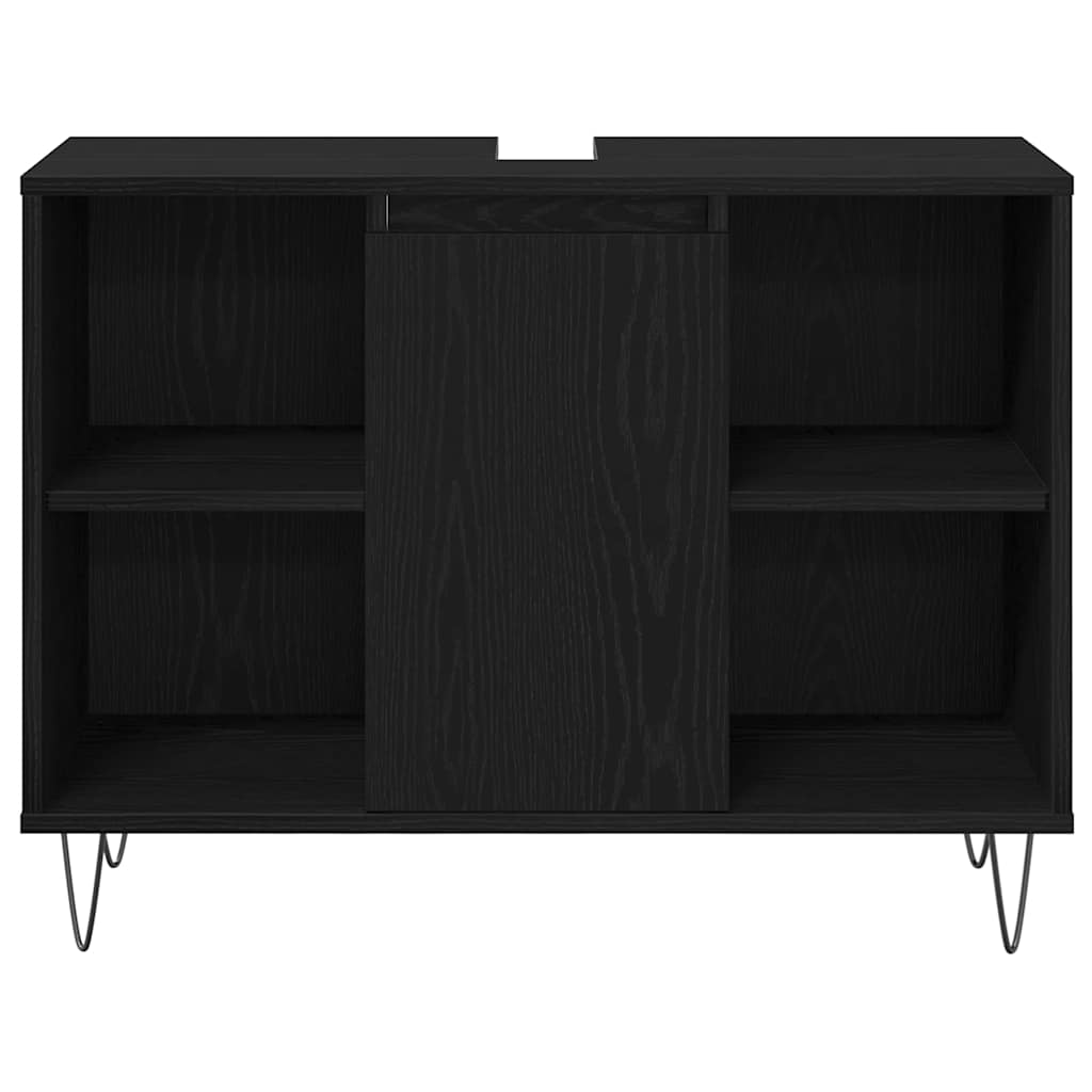 Bathroom Furniture Set 3 pcs Black Oak Engineered Wood