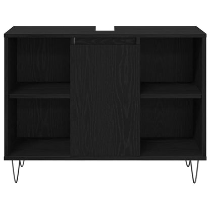 Bathroom Furniture Set 3 pcs Black Oak Engineered Wood