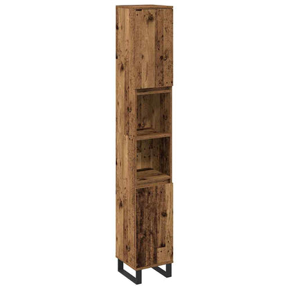 Bathroom Furniture Set with Shelf 3 pcs Brown Engineered Wood