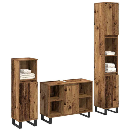 Bathroom Furniture Set with Shelf 3 pcs Brown Engineered Wood