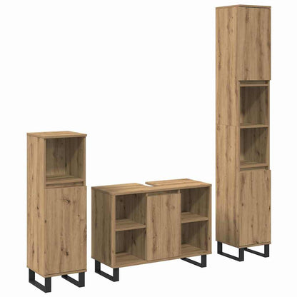 Bathroom Furniture Set with Storage 3 pcs Brown Engineered wood