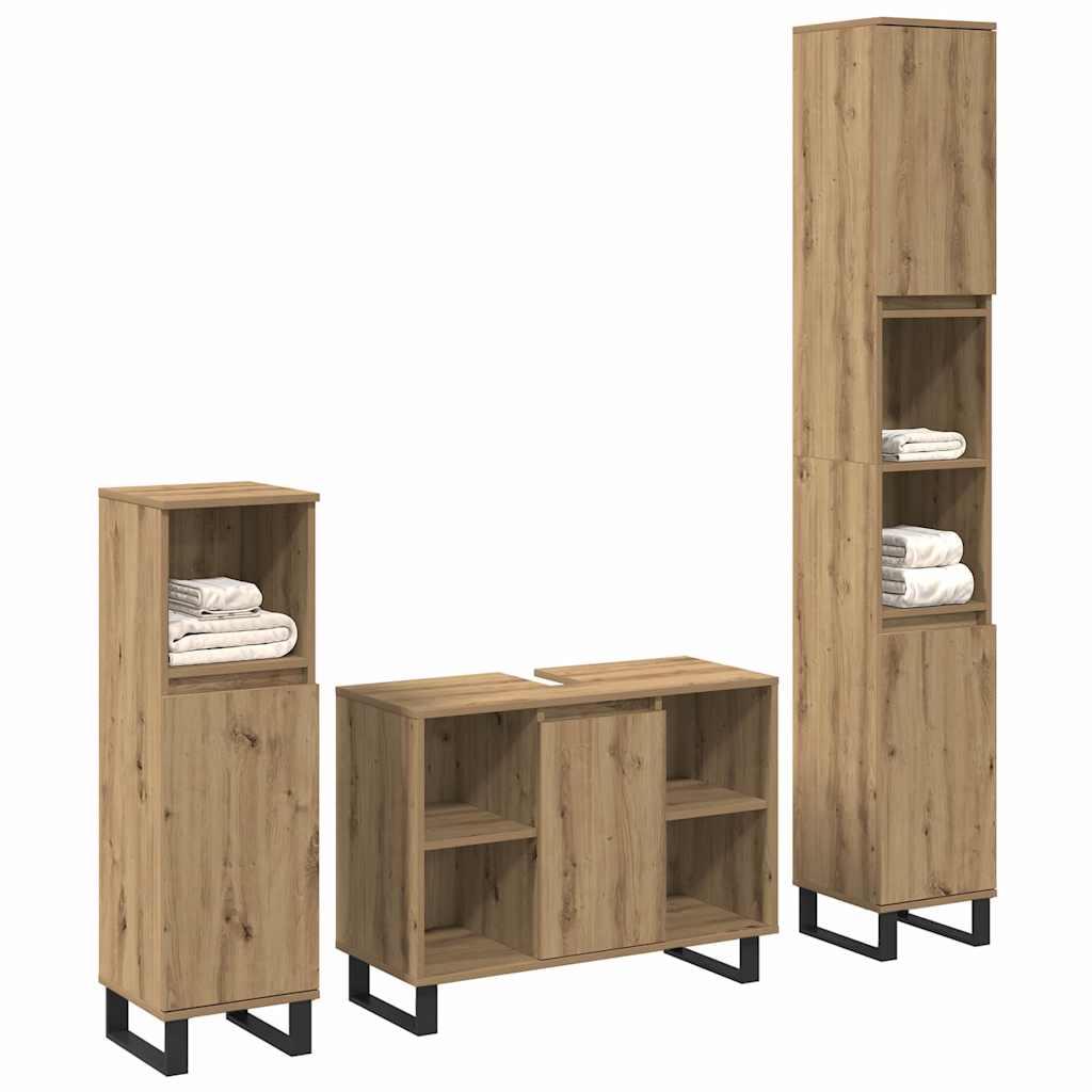 Bathroom Furniture Set with Storage 3 pcs Brown Engineered wood