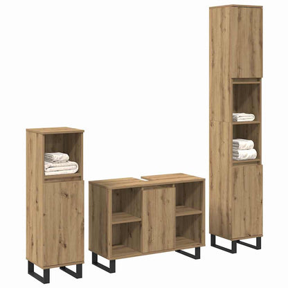 Bathroom Furniture Set with Storage 3 pcs Brown Engineered wood