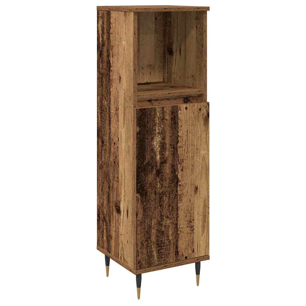 Bathroom Furniture Set with Door 3 pcs Old Wood Engineered Wood