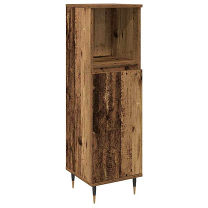 Bathroom Furniture Set with Door 3 pcs Old Wood Engineered Wood