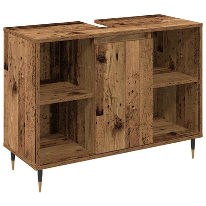 Bathroom Furniture Set with Door 3 pcs Old Wood Engineered Wood