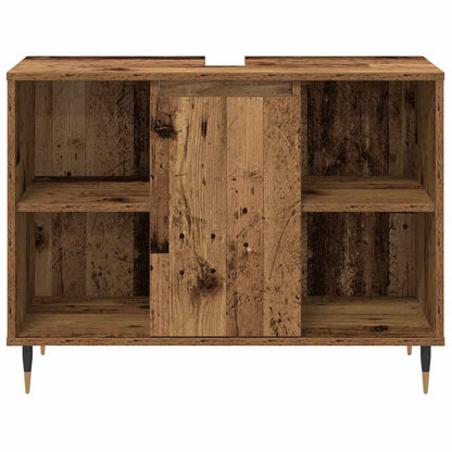 Bathroom Furniture Set with Door 3 pcs Old Wood Engineered Wood