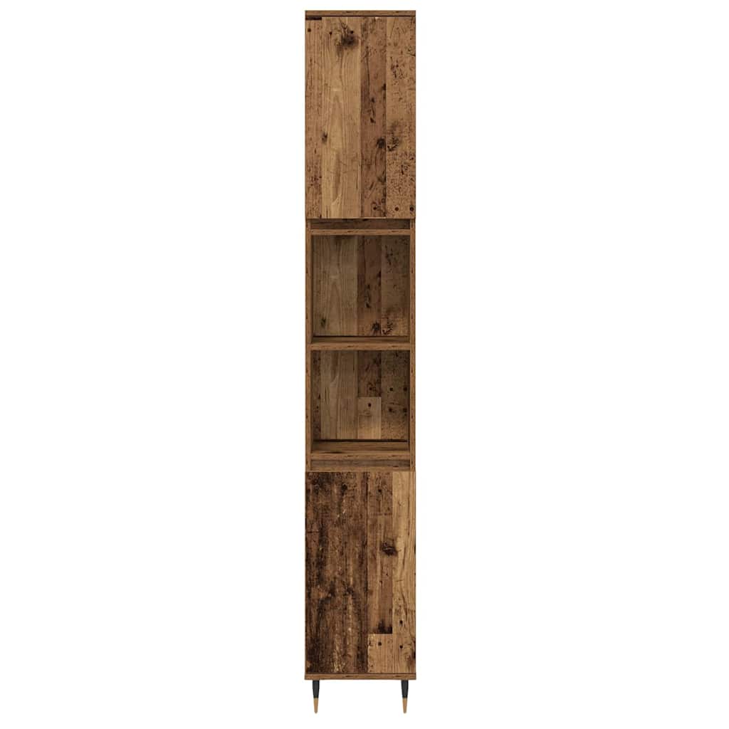 Bathroom Furniture Set with Door 3 pcs Old Wood Engineered Wood