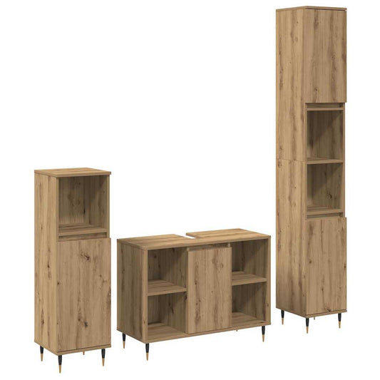 Bathroom Furniture Set 3 pcs Artisan Oak Engineered Wood