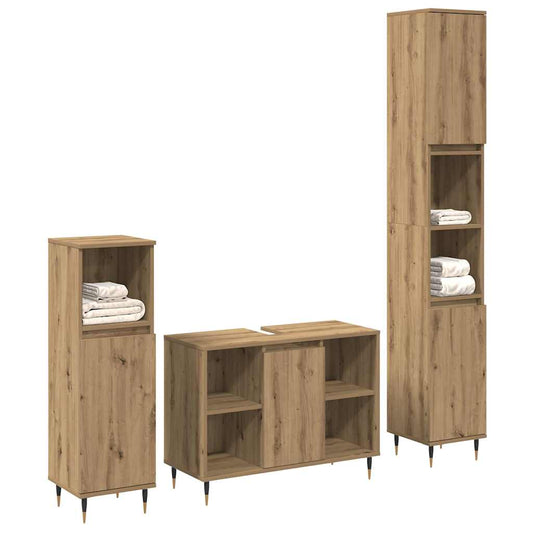 Bathroom Furniture Set 3 pcs Artisan Oak Engineered Wood