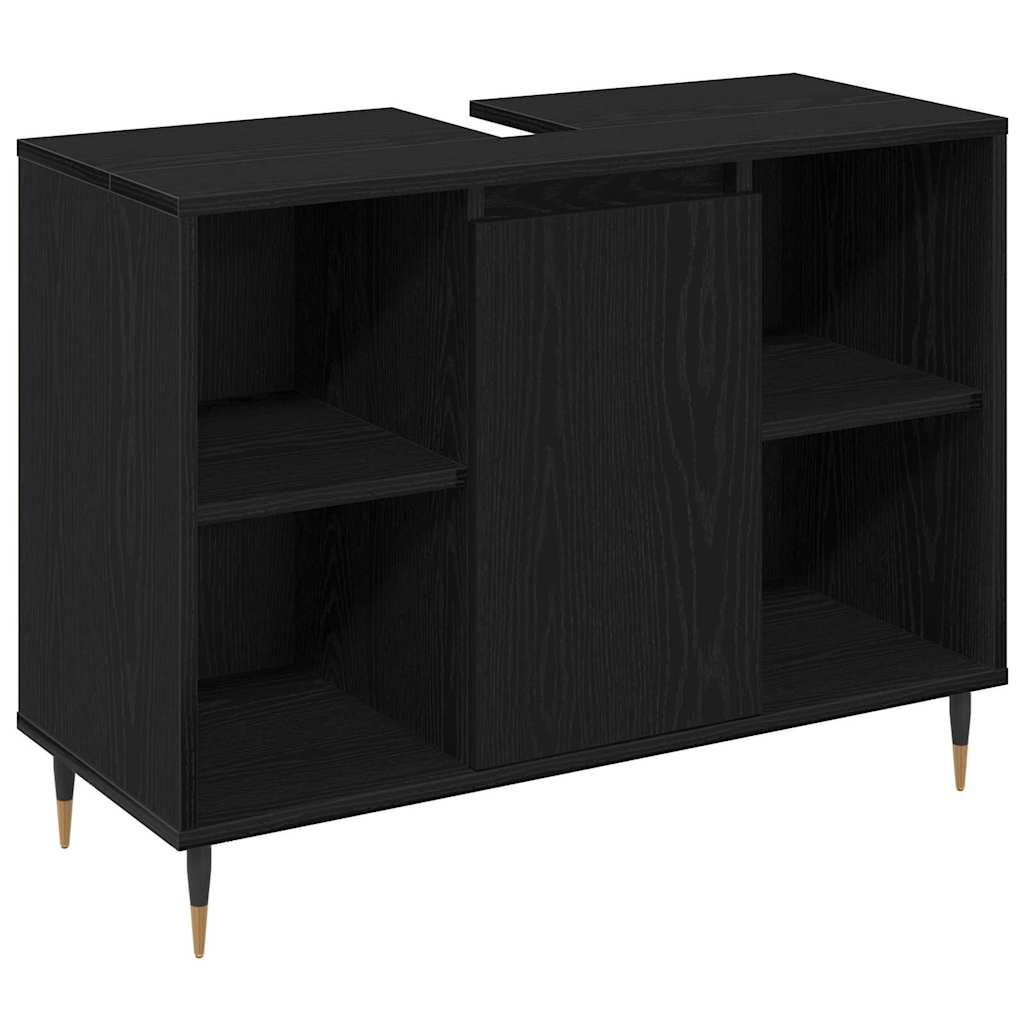 Bathroom Furniture Set 3 pcs Black Oak Engineered Wood