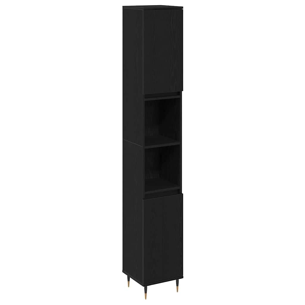 Bathroom Furniture Set 3 pcs Black Oak Engineered Wood