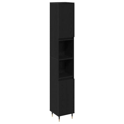 Bathroom Furniture Set 3 pcs Black Oak Engineered Wood
