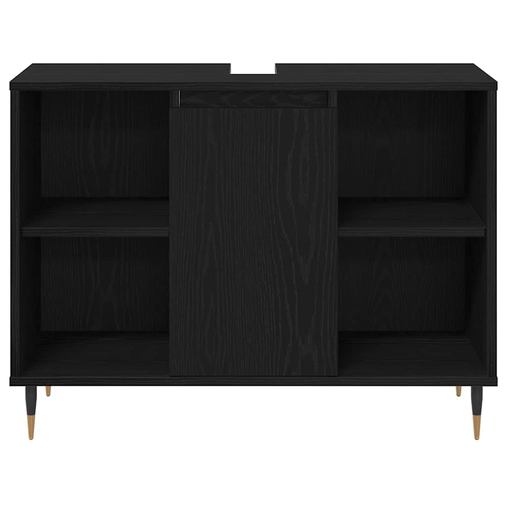 Bathroom Furniture Set 3 pcs Black Oak Engineered Wood