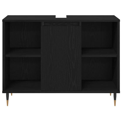 Bathroom Furniture Set 3 pcs Black Oak Engineered Wood