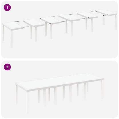 Garden Table White 300 x 100 x 73 cm Poly Rattan