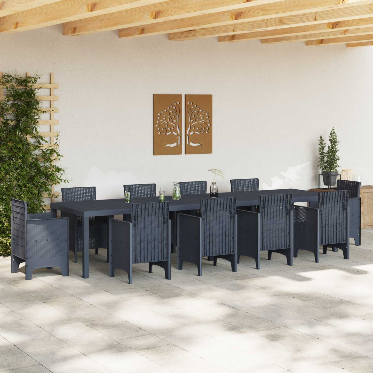Garden Table Anthracite 350 x 100 x 74 cm Poly Rattan