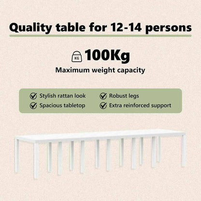 Garden Table White 350 x 100 x 74 cm Poly Rattan