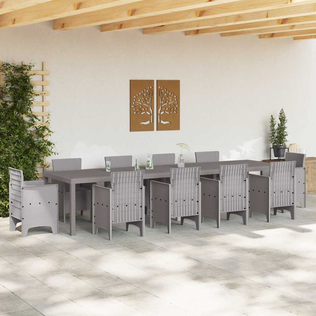 Garden Table Light Grey 350 x 100 x 74 cm Poly Rattan