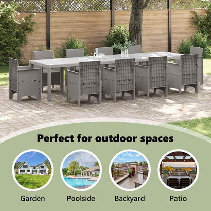 Garden Table Light Grey 350 x 100 x 74 cm Poly Rattan