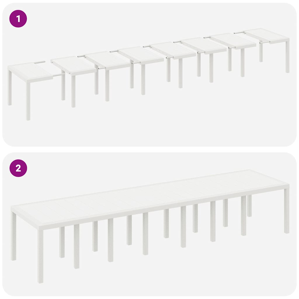Garden Table White 400 x 100 x 73 cm Poly Rattan