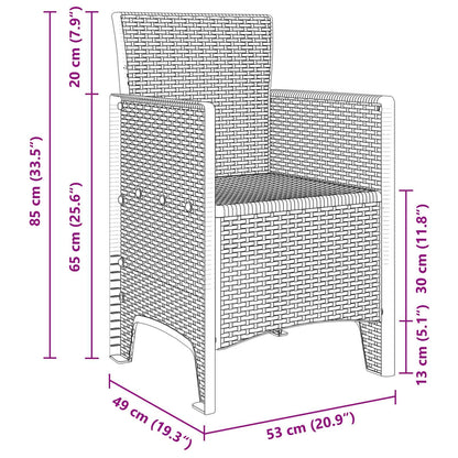 Garden Dining Set 5 pcs Brown Polypropylene