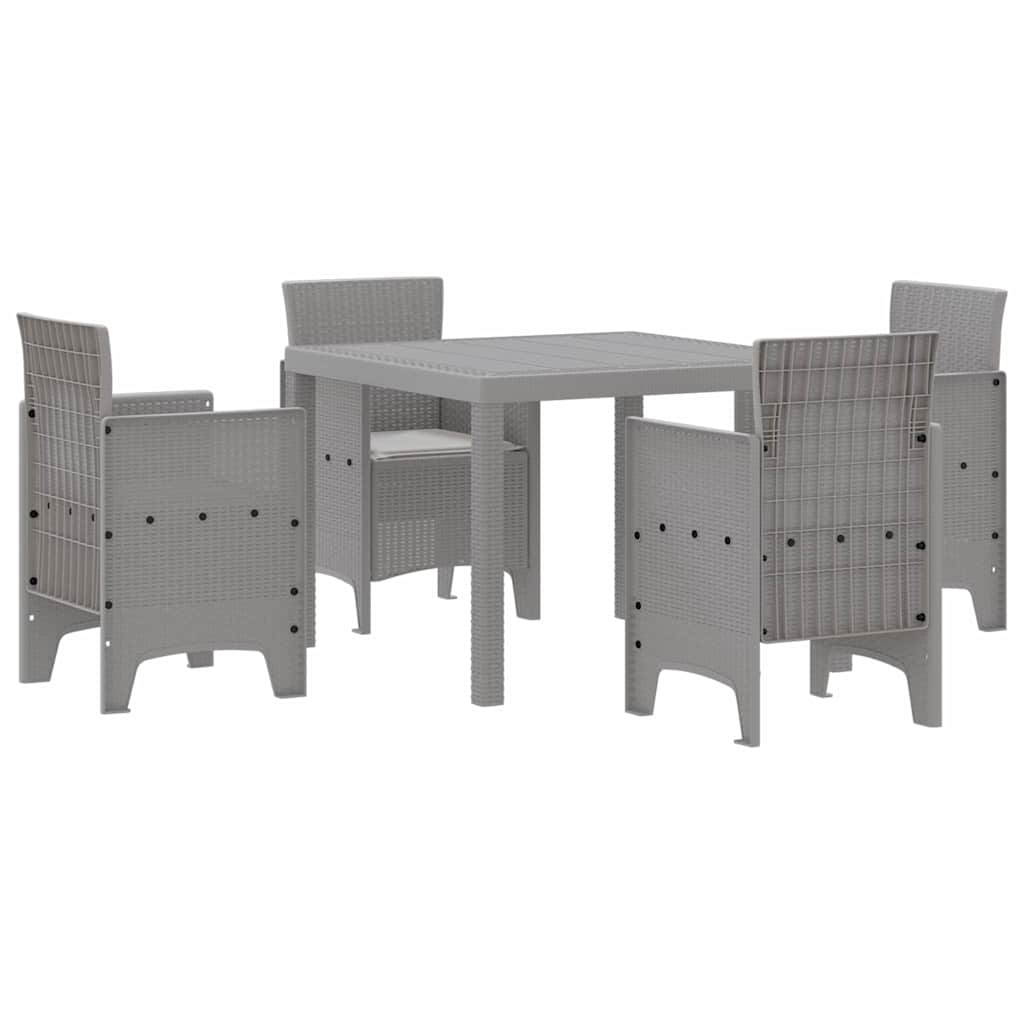 Garden Dining Set 5 pcs Light Grey Polypropylene