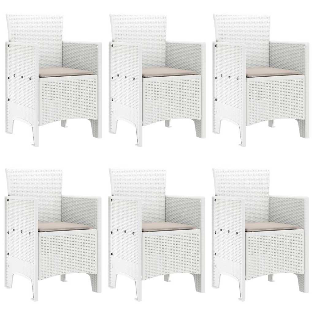 Garden Dining Set 7 pcs White Polt rattan