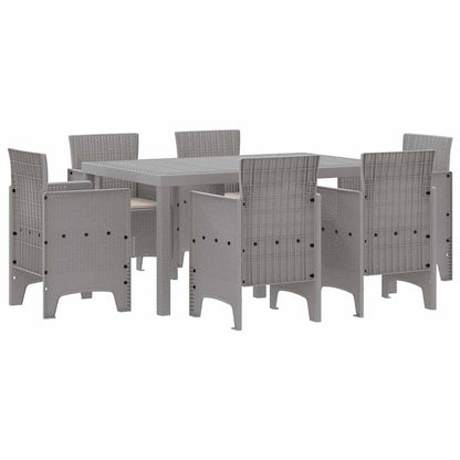 Garden Dining Set 7 pcs Light Grey Polt rattan