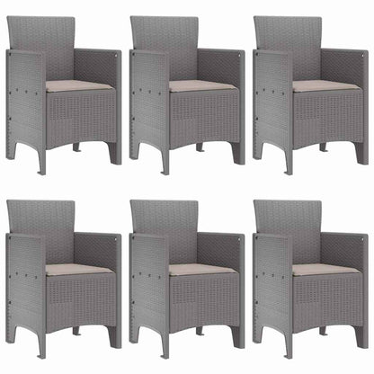 Garden Dining Set 7 pcs Light Grey Polt rattan