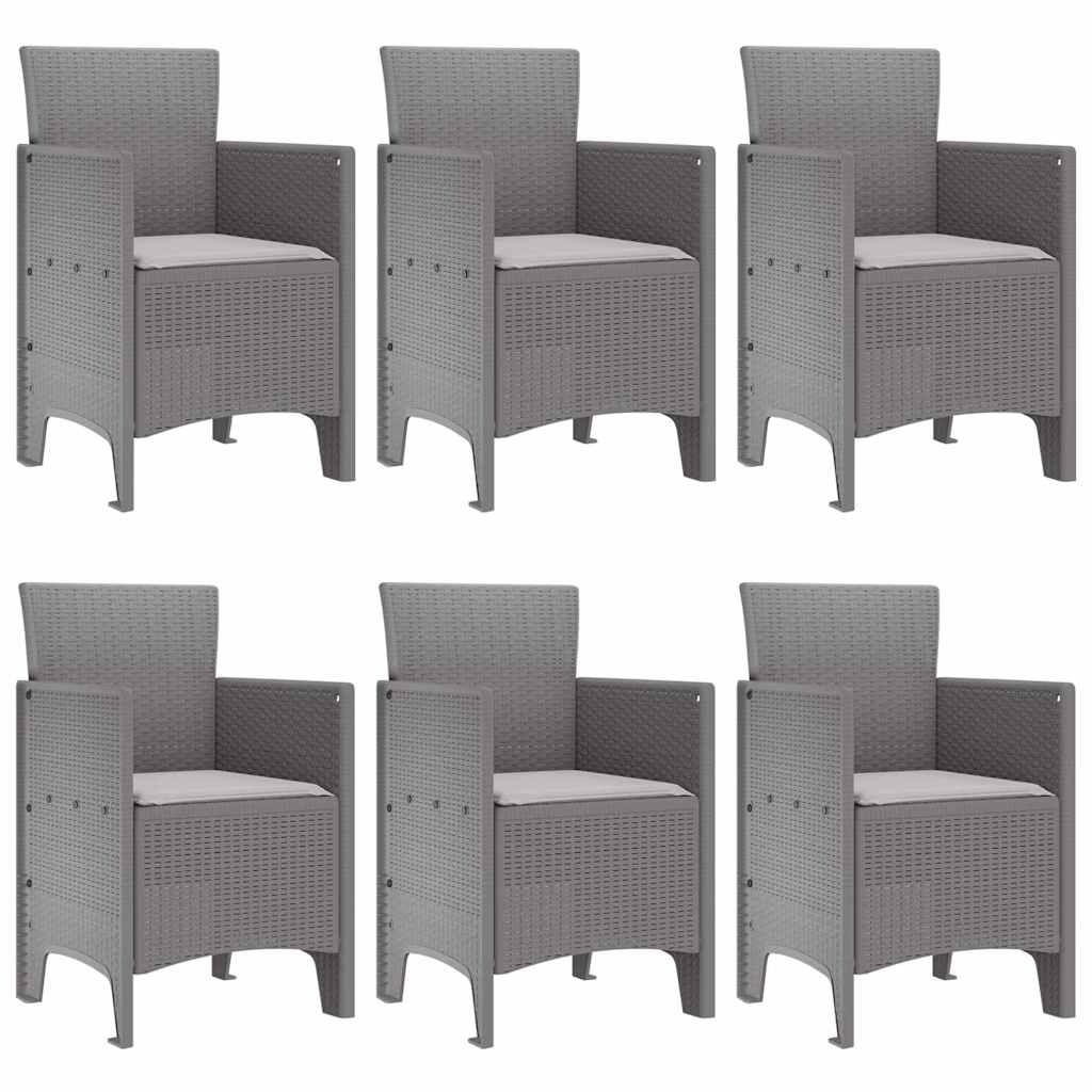 Garden Dining Set 7 pcs Light Grey Polt rattan