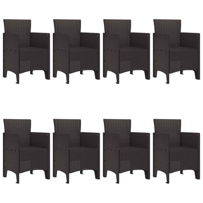 Garden Dining Set 9 pcs Brown Polypropylene