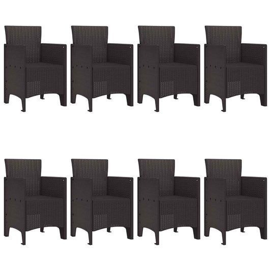 Garden Dining Set 9 pcs Brown Polypropylene