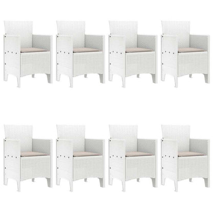 Garden Dining Set 9 pcs White Polypropylene