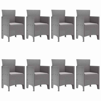 Garden Dining Set 9 pcs Light Grey Polypropylene