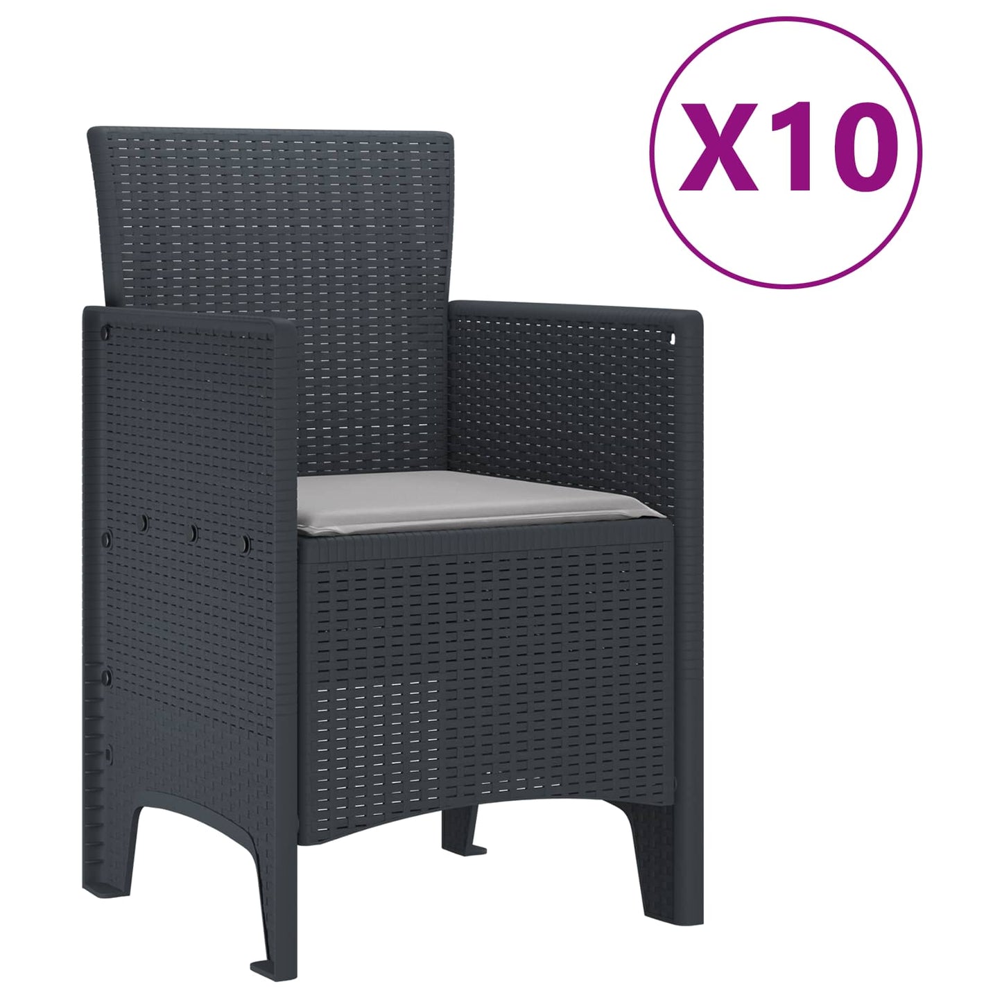 Garden Dining Set 11 pcs Anthracite Polypropylene