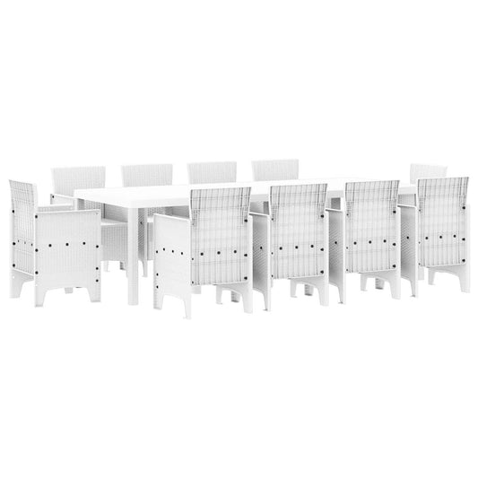 Garden Dining Set 11 pcs White Polypropylene
