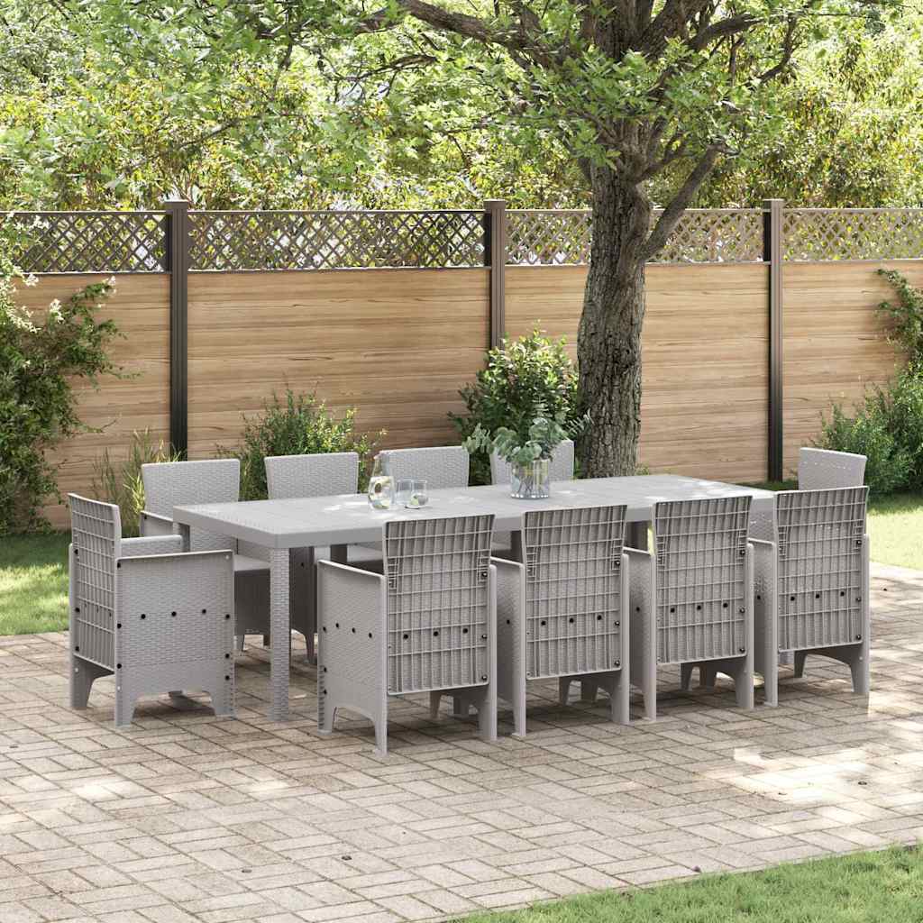 Garden Dining Set 11 pcs Light Grey Polypropylene