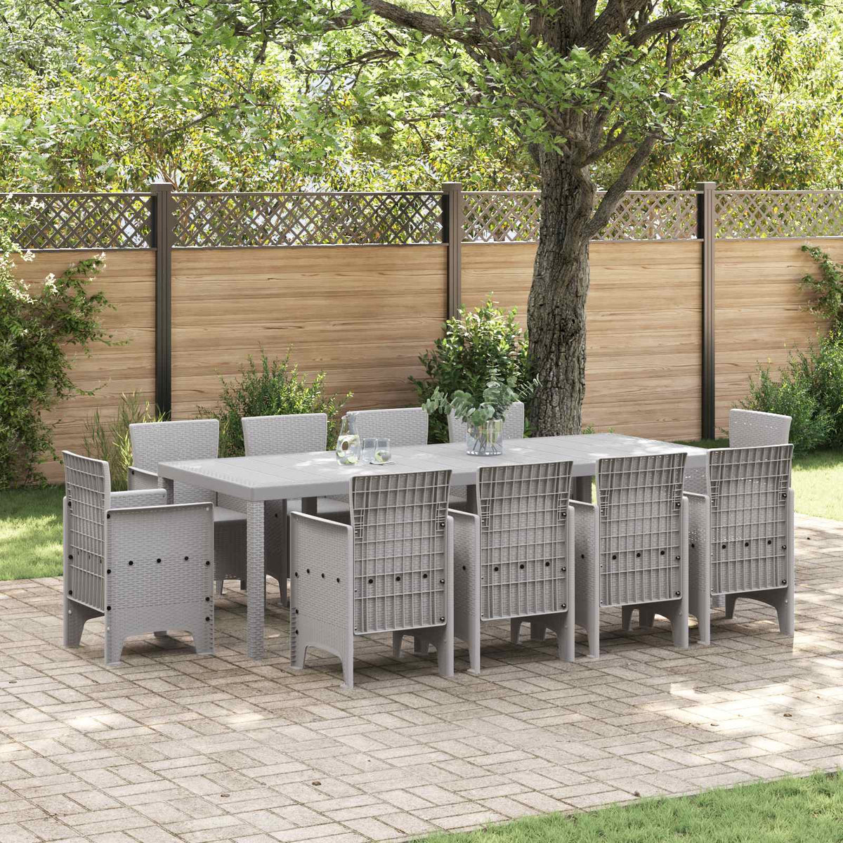 Garden Dining Set 11 pcs Light Grey Polypropylene