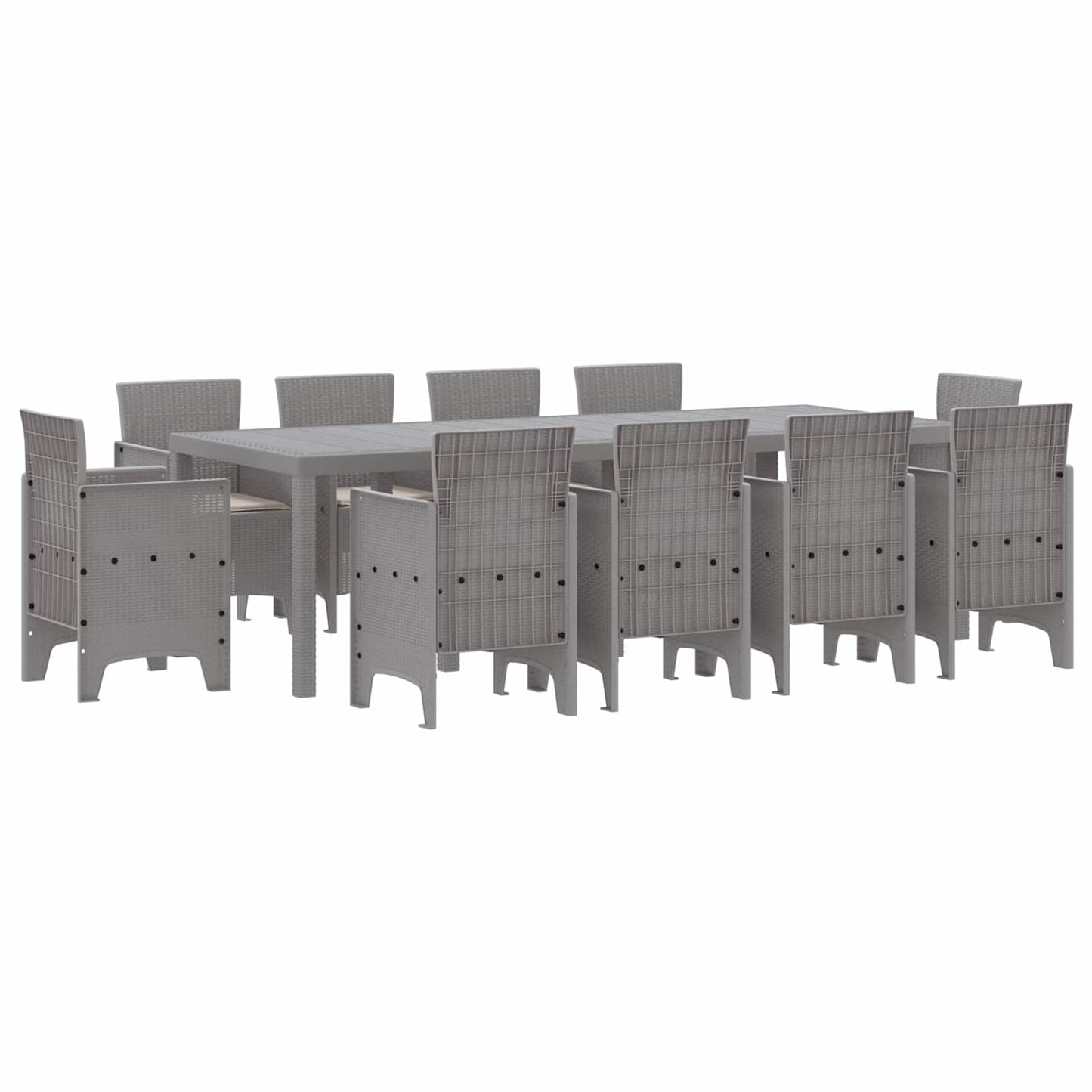 Garden Dining Set 11 pcs Light Grey Polypropylene
